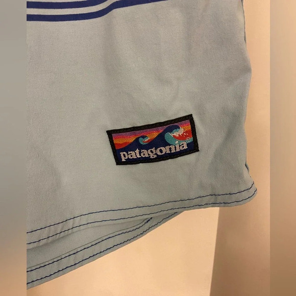 Patagonia Stretch Wavefarer Boardshort Stripe Row Band Big Sky Blue Size 36 - Picture 5 of 7